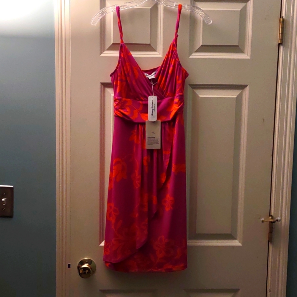 Tommy Bahama Extra Small,Polyester, Fuchsia & Orange Wrap/Sundress